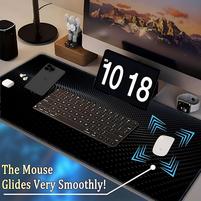 Mouse Pad Gaming Mousepad 31.5x11.8 Inch - 3mm Durable Fabric with Non-Slip Base, Waterproof Surface & Reinforced Edges for Gamers, Work Desks and Streaming Setups(Sci-Fi Lines)