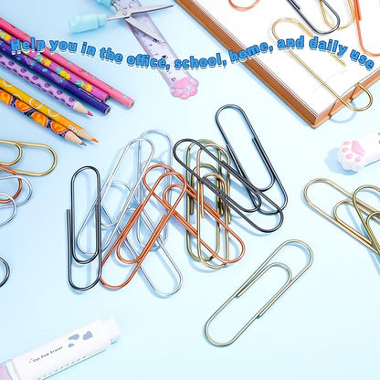 Hicarer 25 Pcs 4 Inch Large Paper Clips Jumbo 100 mm Metal Multicolored Giant Paper Clips Bright Coated Extra Large Mega Paperclips for Bookmark Office School Organizing Files Document(Classic Color)