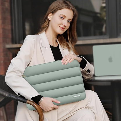 MOSISO 15-15.6 inch Laptop Case, 16 inch Puffy Laptop Sleeve Compatible with MacBook Pro 16, HP Dell ASUS Acer Toshiba Lenovo Notebook Computer, Polyester Horizontal Bag with Small Case, Antique Green