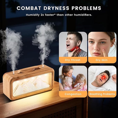 HEEYCEM Humidifiers for Bedroom, 600ml Cool Mist Humidifier with Night Light, 23dB Quiet Operation, Mini Baby Humidifier,for Bedroom, Nursery, Office, Plants(Wood Grain）