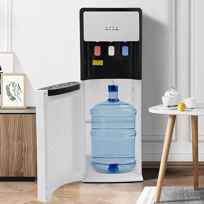 TFCFL Bottom Loading Water Cooler Dispenser 3 Temperature Settings - Hot, Cold & Room Water, Hot & Cold Standing Water Dispenser, Water Cooler Dispenser for 5 Gallon Bottles (White)