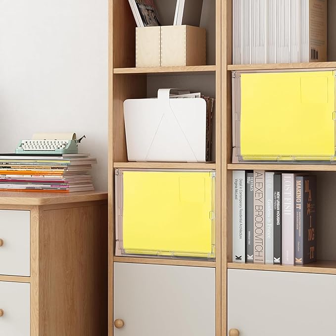 MUKAI File Organizer Box with Lid, Collapsible File Folder Organizer with Slide, Hanging File Folder Box, for Office Document Storage with Desktop organizer