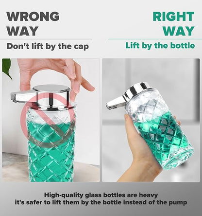 Automatic Soap Dispenser Liquid for Kitchen: 11 OZ Glass Touchless Clear Auto Soap Dispenser for Bathroom - Hand Dish Lotion Home Countertop Kids - Family Couple