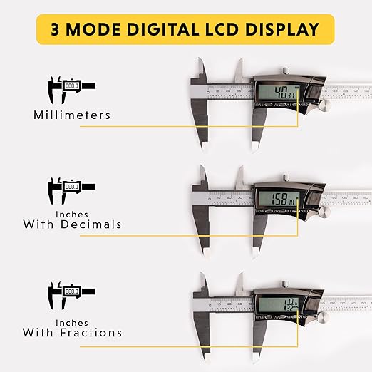 General Tools Digital Caliper 1478 - 8" Caliper Measuring Tool - Stainless Steel Ruler