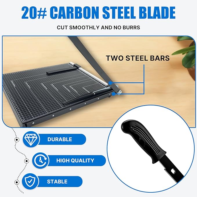 Paper Cutter,18" A3 Stack Paper Trimmer Paper Cutting Board,Heavy Duty Metal Base Paper Slicer with Safety Guard and Blade Lock,12 Sheets Capacity,Guillotine Paper Slicer Cutter for Home, Office