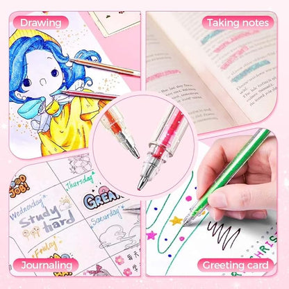 Glitter Gel Pen Set, Multi-Functional Colored Drawing Pens for Scrapbooking, Portable Journaling Crafting Doodling Drawing Glitter Pens for Adults School Supplies (12-Color)