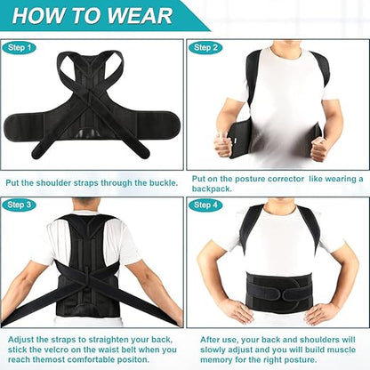 Back Brace Posture Corrector for Women and Men, Relief for Waist, Back and Shoulder Pain, Adjustable and Breathable, Improve Posture M(29"-33")