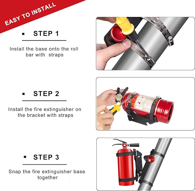 Car Fire Extinguisher Mount Bracket Aluminum Quick Release Roll Bar Fire Extinguisher Holder Mount Universal for Jeep Truck UTV ATV Semi