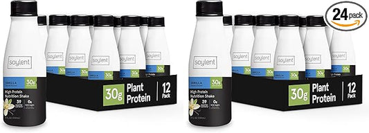Soylent Vanilla High Protein Shake, 30g Complete Protein, Vegan, Dairy Free and 0g Sugar, Ready to Drink Protein Drinks, 11 Oz, 24 Pack