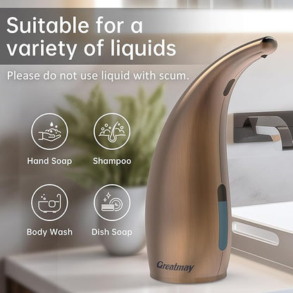 Adjustable Automatic Soap Dispenser Touchless, 4 Adjustable Levels Touchless Sensor Liquid Soap Pump Dispenser，300ml Rechargeable Magnetic Charging Hand Soap Dispenser for Kitchen，Bathroom
