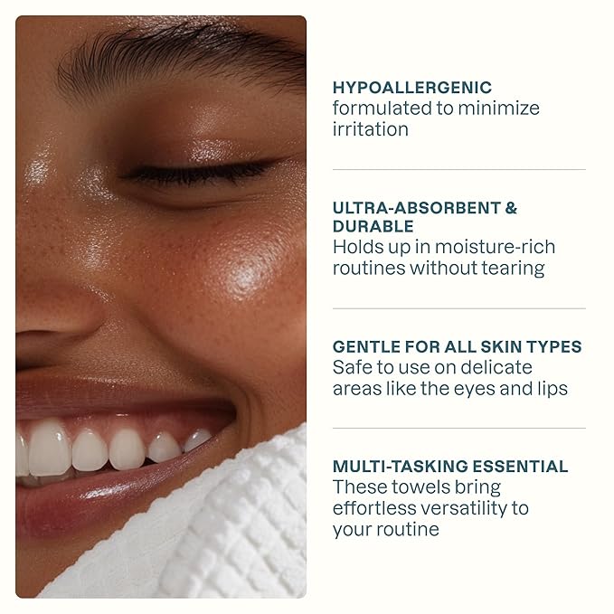 Cliganic Clean Face Towels XL, Multi-Pack (100 Count), Disposable, Ultra-Absorbent, Hypoallergenic & Soft - Makeup Remover Dry Wipes, Pamper Your Face, Hygienic Towelettes, for All Skin Types