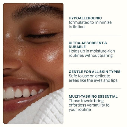Cliganic Clean Face Towels XL, Multi-Pack (100 Count), Disposable, Ultra-Absorbent, Hypoallergenic & Soft - Makeup Remover Dry Wipes, Pamper Your Face, Hygienic Towelettes, for All Skin Types