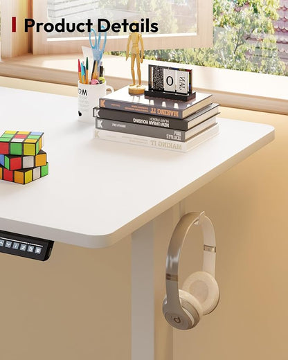 SANODESK Electric Standing Desk 79 x 32 Inches Height Adjustable Stand Up w/6-Button Controller Ergonomic Computer Desk with Splice Board for Home Office, White Frame + White Tabletop