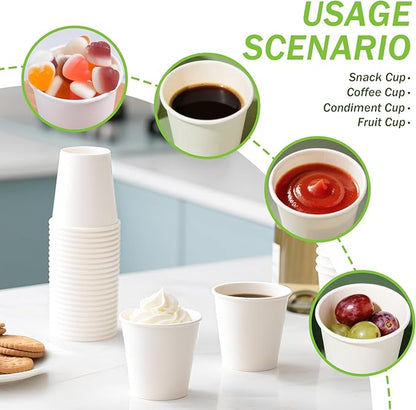 100 Pack 3 oz Paper Cups, Disposable Bathroom Cups, Small Mouthwash Cup White Paper Drinking Cup for Party,Picnic,Travel and Events