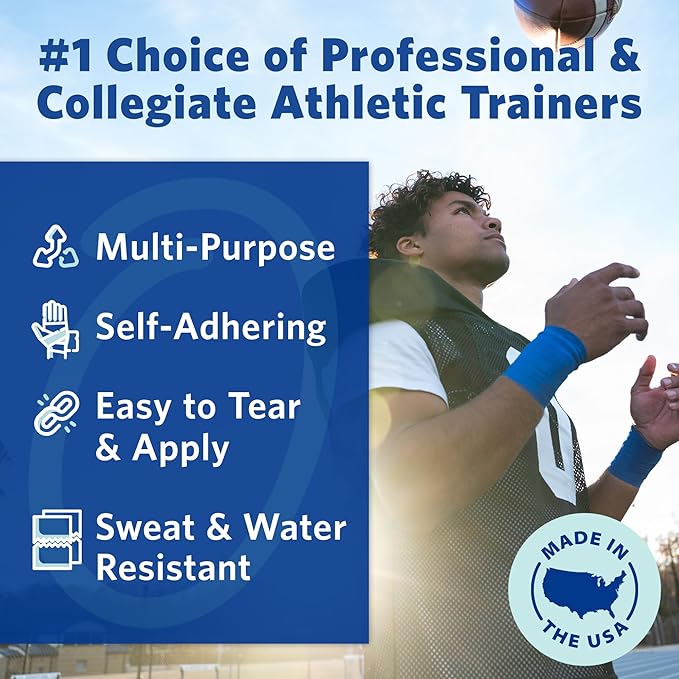 PowerFlex – Self-Adhering Sports Wrap for Injury Prevention & Post-Injury Stability – Medical-Grade, Sweat & Water Resistant First Aid Wrap for Athletes - White, 2 inch, 24 Rolls