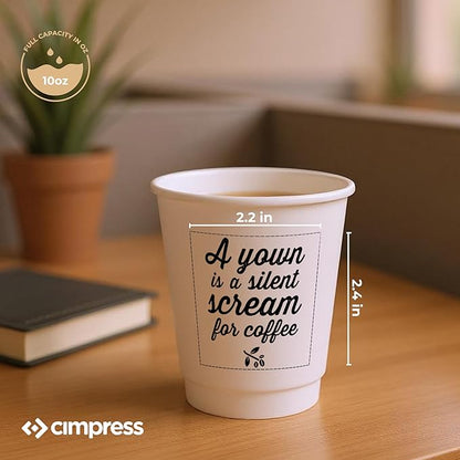 Custom Disposable Paper Coffee Cups, 10oz, Pack of 1000, Add Your Logo or Text, Double Walled, Leakproof for Hot and Cold Drinks, Perfect for Christmas Parties or other Festive Events