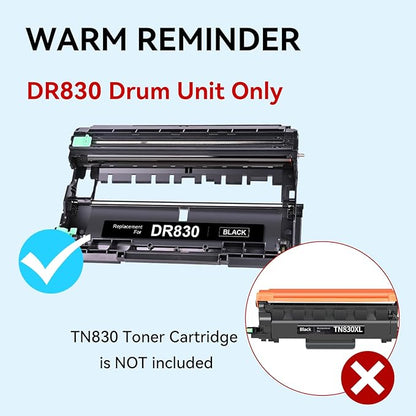DR830 Drum Unit Compatible Replacement for Brother DR830 DR 830 DR-830 Drum to use with HL-L2460DW DCP-L2640DW HL-L2405W MFC-L2820DW HL-L2400D HL-L2480DW MFC-L2820DW Printer 2 Pack (Drum only)