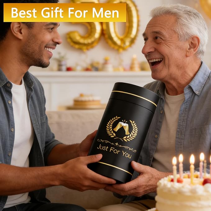 65th Birthday Beer Glasses Gifts, Personalized '1961' Vintage Glass Ware Set for Men, Black Gift Package with Drinking Glass, Coaster, and Card for 65 Years Old Man