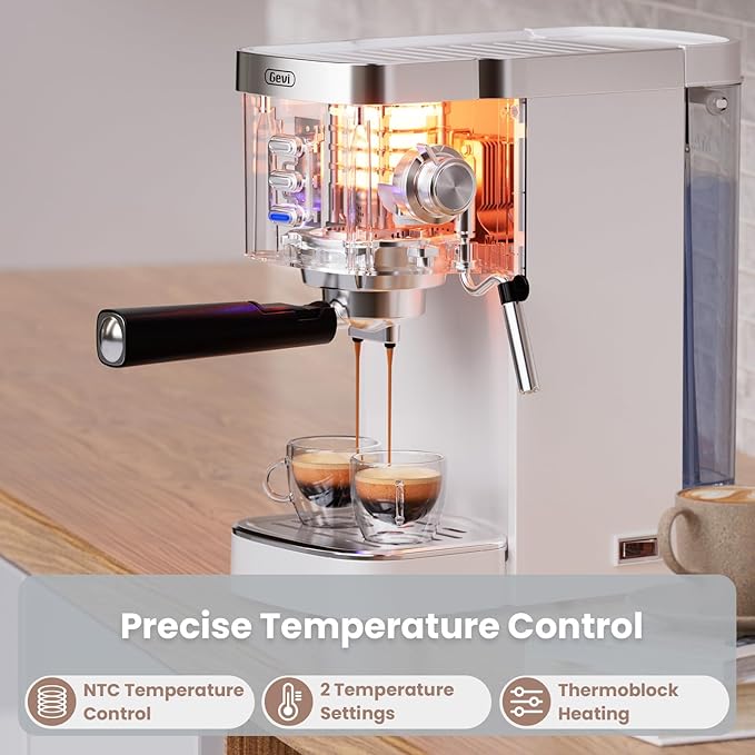 Gevi 20 Bar Professional Espresso Machine for Home, Compact with Milk Frothing Steam Wand, Adjustable Single & Double Shot, Gift for Coffee Lovers, Mom & Dad