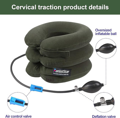Cervical Neck Traction Device,inflatable neck extended version of the traction stand, relieve neck pain and shoulder pain, and effectively correct poor sitting posture (including health care tutorial)