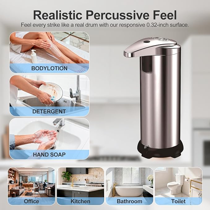 Automatic Soap Dispenser, Touchless Dish Soap Dispenser, 3 Adjustable Soap Levels, 9.47oz/280ml with Infrared Sensor, Hands-Free Liquid Dispenser for Bathroom Kitchen Office