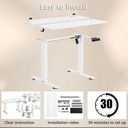Himimi Electric Standing Desk 55 x 24 inch for Home Office,Sit-Stand Adjustable Desk with Memory Presets,Height Adjustable Desk for Gaming/Working,Free Hook, Lockable Wheels,Mouse Pad,White