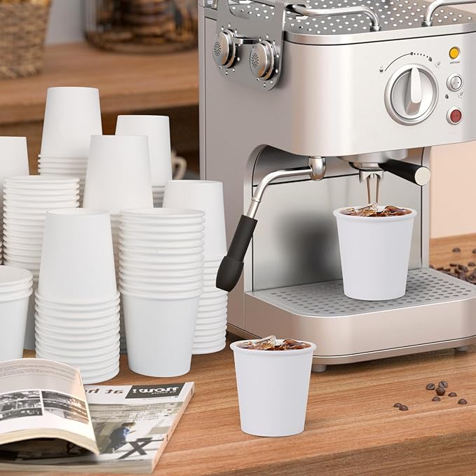 100 Count 5 oz Bathroom Cups, 5 oz Disposable Paper Cups, Small Mouthwash Cup, 5 Ounce Mini White Espresso Cups for Party, Travel, Picnic