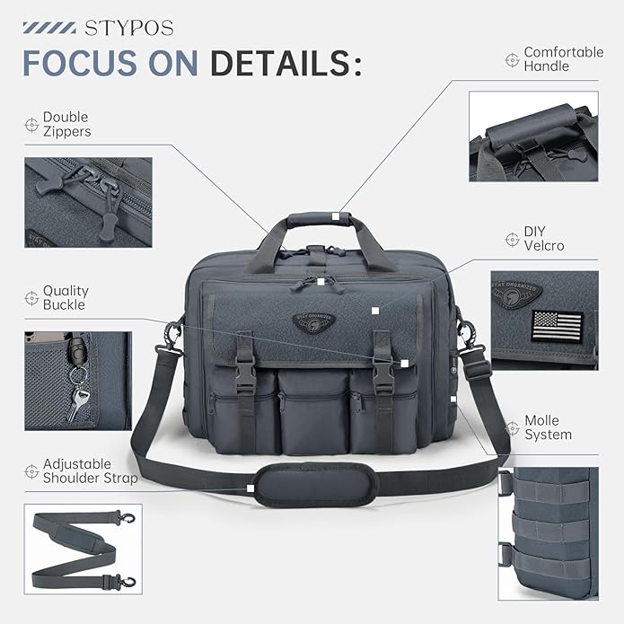 Large Tactical Laptop Bag for Men, Military 17.3 Inch Computer Bag Briefcase with Passport Wallet, Carry on Messenger Bag