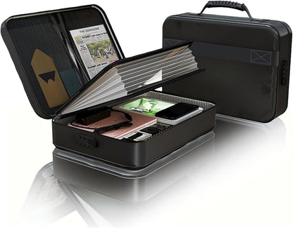 Fireproof Document Box (Soft-Shell) with Lock & Waterproof Zipper, 5200°F Safe for Important Documents, Certificates, Laptop Portable File Organizer for Home, Office, Travel Storage