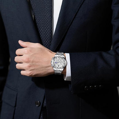 BY BENYAR Mens Watches Analog Quartz Chronograph Waterproof Wrist Watches for Men Fashion Business Work Casual Sport Designer Dress Watch with Calendar Elegant Gifts for Men
