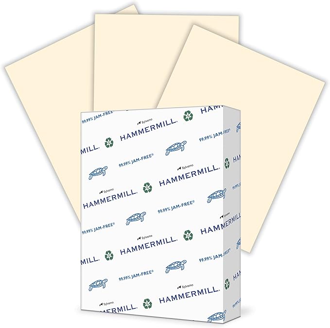 Hammermill Colored Paper, 20 lb Ivory Printer Paper, 8.5 x 11-1 Ream (500 Sheets) - Made in the USA, Pastel Paper, 103176R