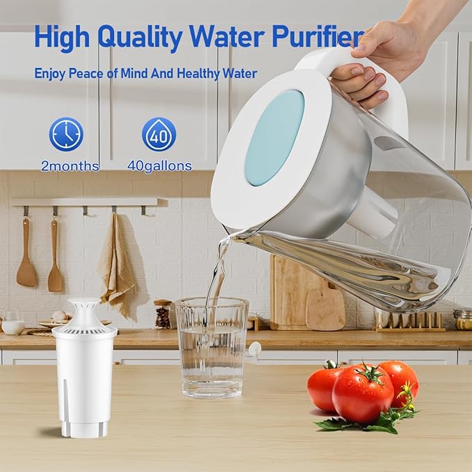 Replacement for Brita Filter, Replacement for Brita Water Pitchers and Dispensers, Classic OB03, Mavea 107007, 35557, NSF Certified Water Filter, 6 Pack