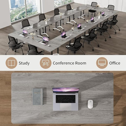 8-10 Person Conference Table Folding Conference Table for Office,Training, Seminar,Schools Modern Wood Conference Meeting Room Table Large Rectangular Conference Room Tables（4PCS,47in）