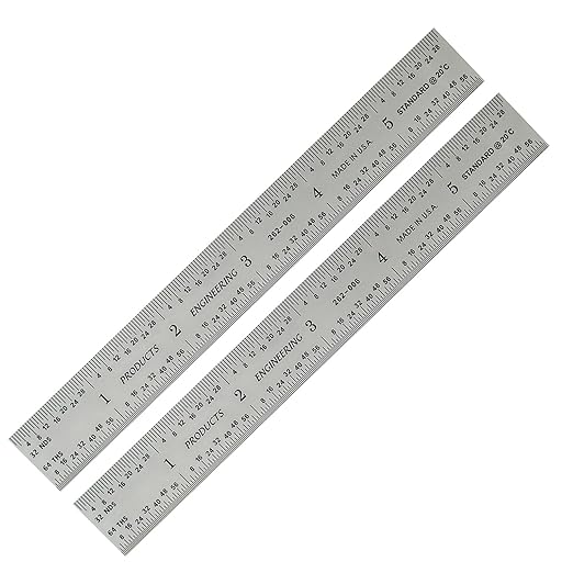 PEC Tools 6"/150mm Rigid Metal Ruler (2 Pack), English & Metric Graduation (1/32", 1/64", 0.5mm, 1.0mm), Fully Hardened and Tempered, Stainless Steel Machinst Rule for Professionals, Made in USA