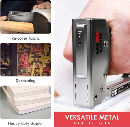 NEU MASTER Staple Gun, Light Duty Stapler Kit Come with 1600 pcs 5/16,3/8 inch JT21 Staple Strip, All Steel Tacker for General Repairs, Crafts, Upholstery, Decorating