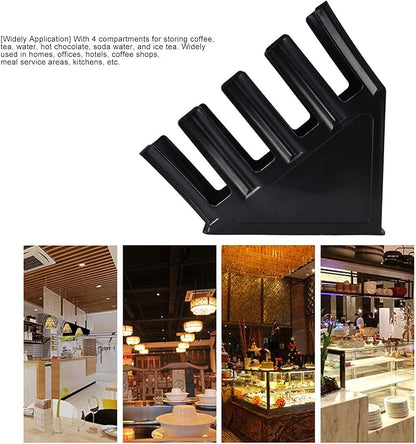 Alvinlite Commercial Cup Holder, 4-Section Slanted Countertop Cup and Lid Organizer, Dispenser Organizer Disposable Cup Lid Holder for Coffee Station Counter