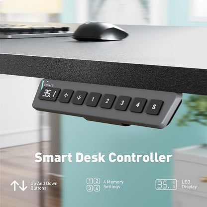 Pro 3 Stages Dual Motor 59 x 30 in Electric Standing Desk with One Piece Desktop, Adjustable Height, Sit to Stand Up Desk for Home Office, Work Study, Black Frame & Black Desktop (2 Packages)