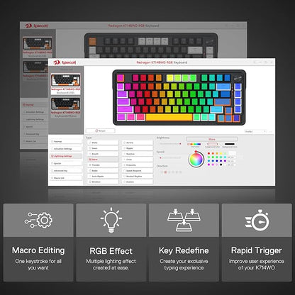 Redragon K714 Rapid Trigger HE Gaming Keyboard, 75% 81 Keys Wired Mechanical Keyboard w/Hyper-Fast Actuation Magnetic Switch, Actuation Point Adjustable, 8K Hz Polling Rate, Dedicated Control Knob