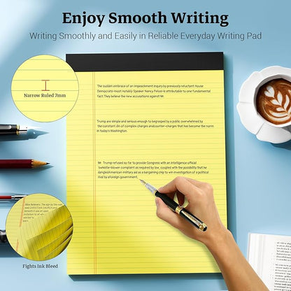 Legal Pads 8.5 x 11 Yellow Note Pads, 2 Pack College Ruled Notepads 8.5 x 11 Lined Paper, Yellow Notebook Paper Writing Pads 30 Sheets Per Legal Pads 8.5x11 for Home Office School Supplies