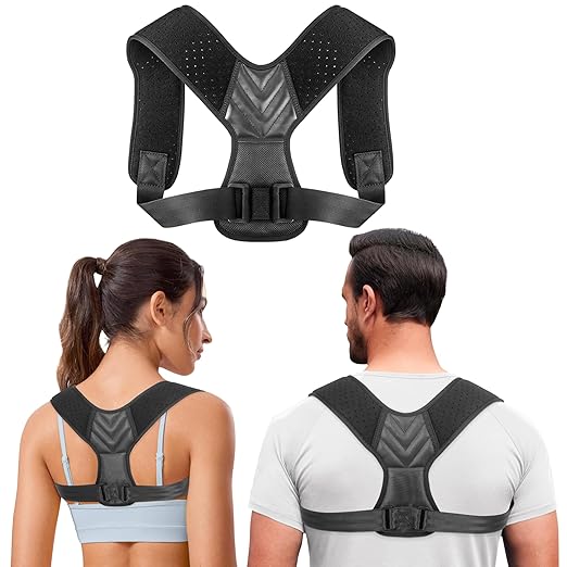 Posture Corrector for Women and Men, Adjustable Shoulder Brace Back Support for Men, Upper Back Brace for Women, Shoulder Straightener Neck Posture Corrector, Black M