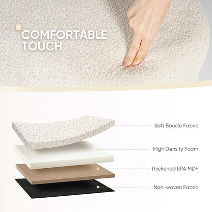 B FSOBEIIALEO Ottoman with Storage for Living Room, Sherpa Folding Storage Ottoman Foot Rest, 43.3 Inches Collapsible Bedroom Bench White