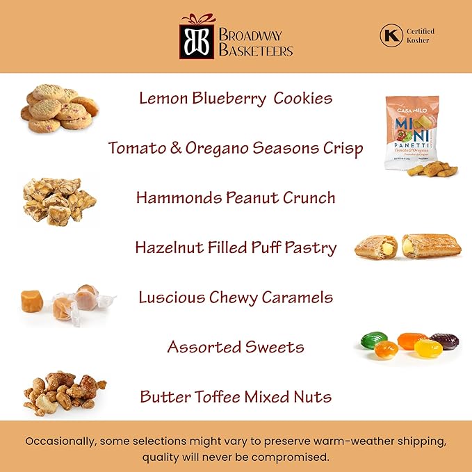 Broadway Basketeers Condolences Gourmet Gift Basket, Kosher Sympathy Food Gift Baskets for Delivery, Perfect Care Package Box or Assorted Snack Gifts for Bereavement, Loss, Funeral, or Shiva