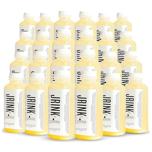 JRINK by Purée Ginger Lemon Juice, Cold Pressed Juice Cleanse with Organic Lemon Ginger, Detox Drink from Raw Fruit and Vegetable, No Preservatives, Healthy Cleanse, 16oz Bottles, 24 Pack