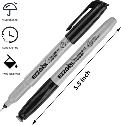 Ultra Fine Permanent Marker, 72 Pack Ultra Fine Point Black Permanent Marker set, Works on Plastic,Wood,Stone,Metal and Glass for Doodling, Marking
