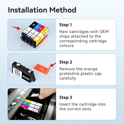 TOKYOINK 923 Ink Cartridges Combo Pack Replacement for HP 923 HP923 Ink Cartridge Work for OfficeJet Pro 8120 8122 8122e 8123 8124 8125 8130 8132 8134 8135e 8138e 8139e Printer Without Chip (4 Pack)