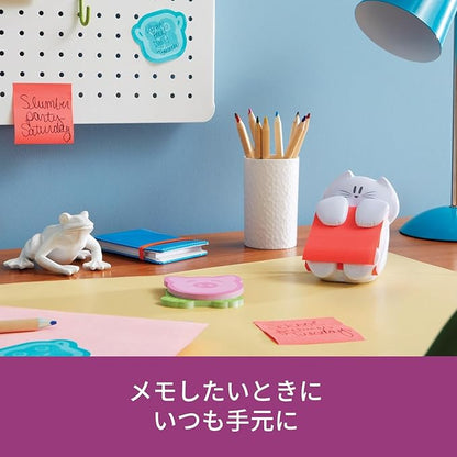 3M Post-it Sticky Notes Cat Dispenser, Pop-up, Blue, 3.0x3.0 inches, 45 Sheets, 1 Count