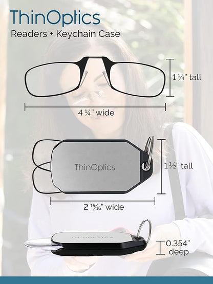 ThinOptics Keychain Case and Readers Rectangular Reading Glasses