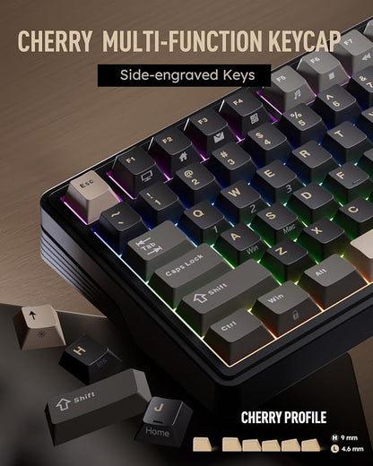RK ROYAL KLUDGE M100 Wireless Mechanical Keyboard w/Screen & Dual Knobs, Tri-Mode Gasket Mount Gaming Keyboard with Number Pad, Hot Swappable Cream Switch, Black