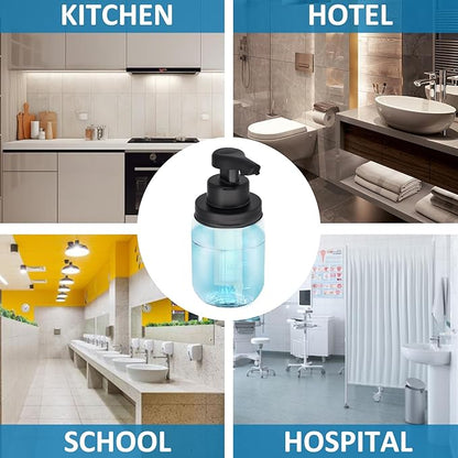 12 oz Automatic Touchless Glass Soap Dispenser, Rechargeable Hands Free Liquid Mason Jar Soap Dispenser with Electric Sensor Pump, Refillable Lotion Bottle for Bathroom Kitchen Dishwashing Countertop