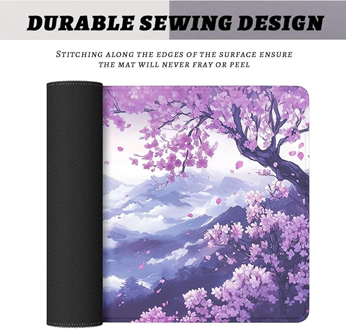 Cherry Blossom Desk Pad Mouse Pad Purple Spring Mountain Scenery Mousepad XL Large Gaming Mouse Pad Laptop Keyboard Mat Desk Pad 31.5"x11.8"